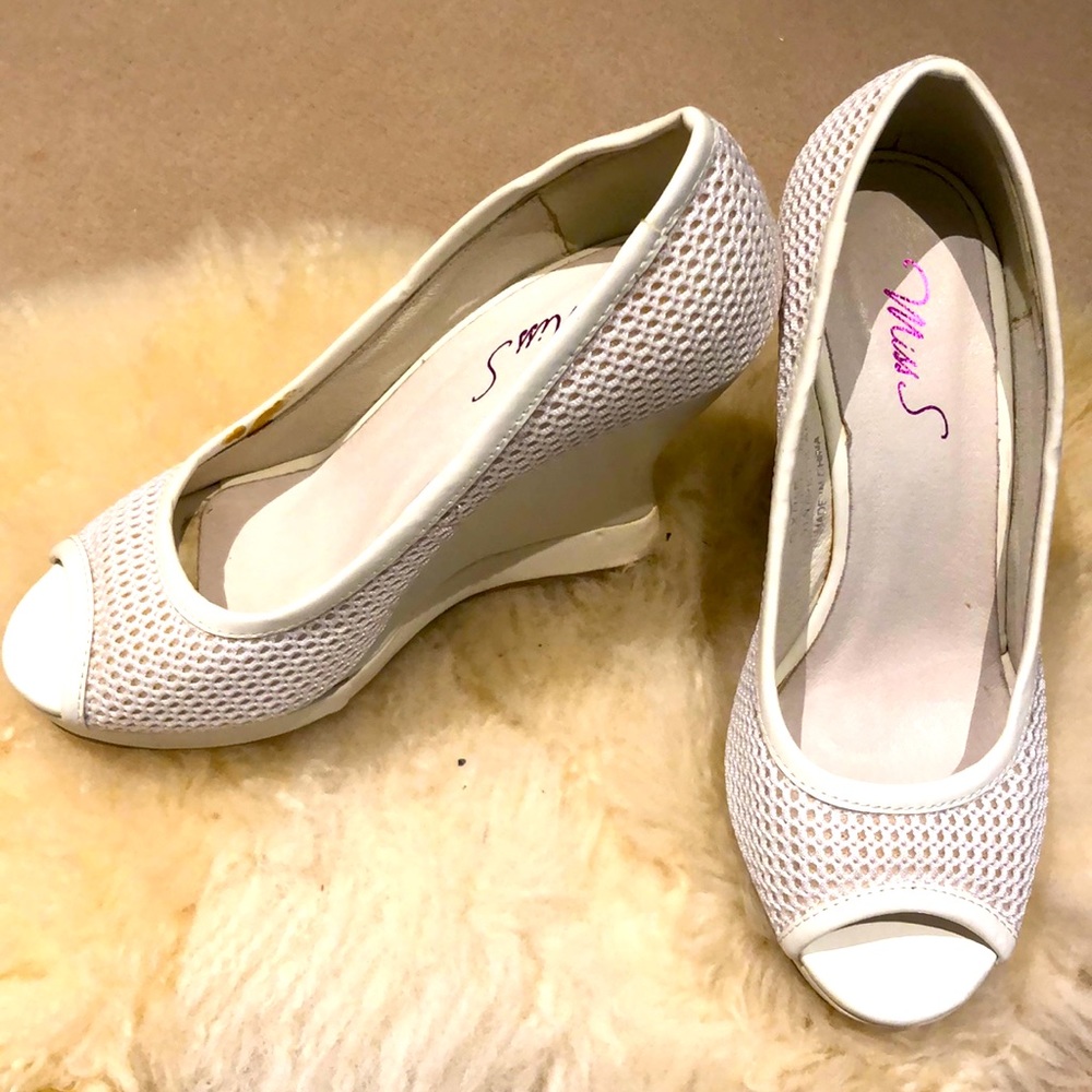Brand new Miss S white leather lining wedges. Size 6.